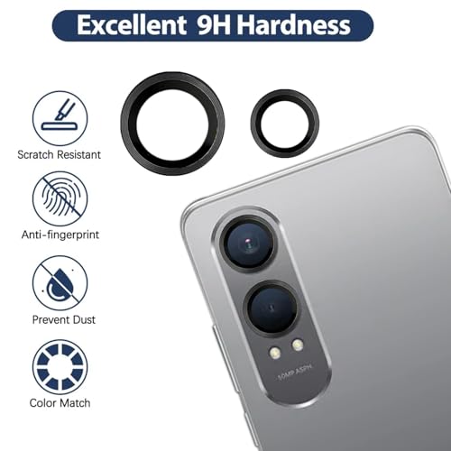 ZARALA Camera Ring Lens Protector for OnePlus Nord CE4 Lite 5G | 9H Hardness, Full Coverage Camera Metal Ring Ultra-Thin/Clear - Black - Image 4