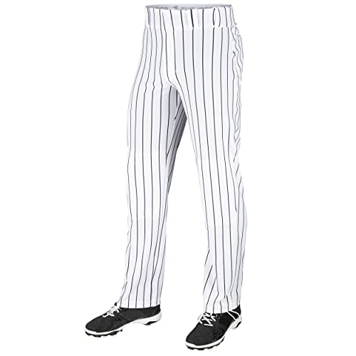 CHAMPRO Men Champro Adult Pinstripe Ob Triple Crown Open Bottom Baseball Pant White Navy Medium US
