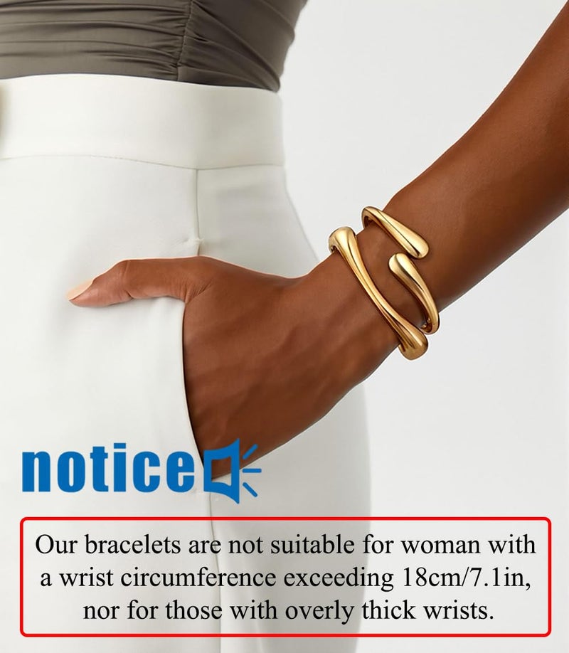 WAINIS 3Pcs Chunky Gold Bangle Bracelets for Women Trendy Wide Wrist Cuff Bracelets Stack Statement Bangle Fashion Gift - Image 2