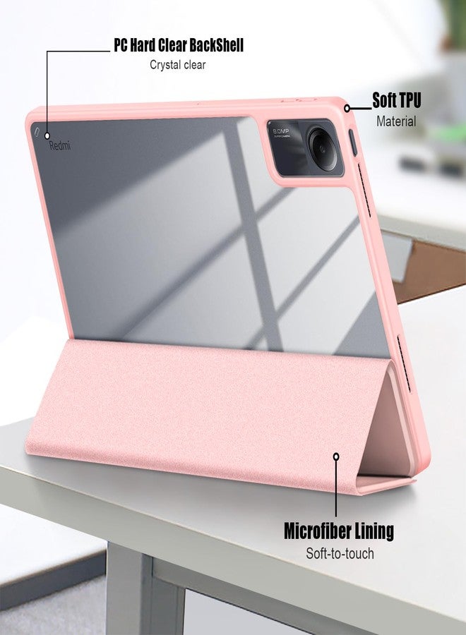 Gylint Case for Xiaomi Redmi Pad SE 11'' 2023, Hybrid Slim Case Cover [Built-in Pencil Holder] Shockproof Cover with Clear Transparent Back Shell for Xiaomi Redmi Pad SE Pink - Image 4