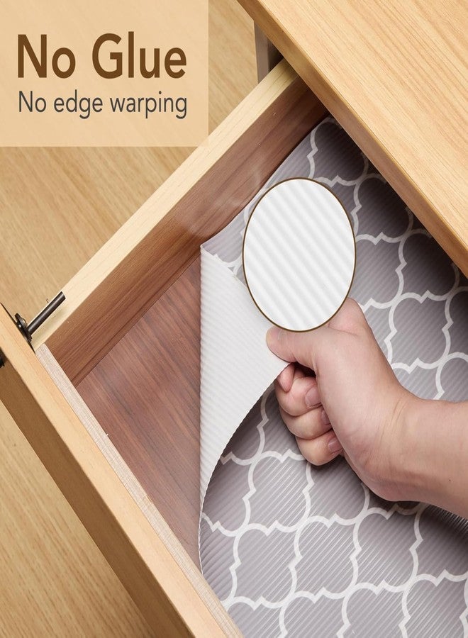 SUBETE Anti-Slip Waterproof Kitchen Drawer Liner | Non-Adhesive Shelf & Cabinet Mats | Anti-Skid Liner for Wardrobe, Cupboard, and Fridge | 45 cm x 300 cm (Grey Quatrefoil Pattern) - Image 4