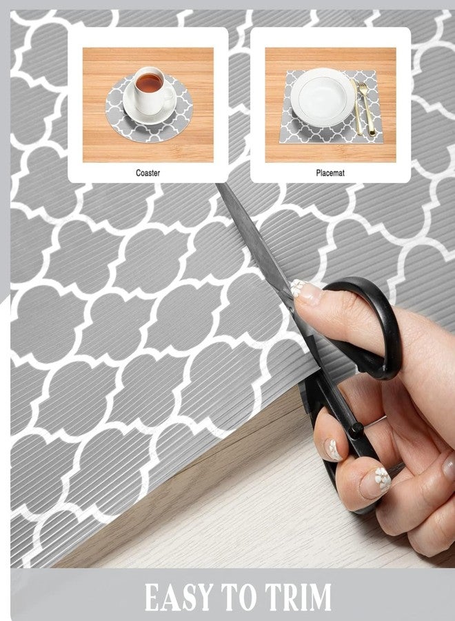 SUBETE Anti-Slip Waterproof Kitchen Drawer Liner | Non-Adhesive Shelf & Cabinet Mats | Anti-Skid Liner for Wardrobe, Cupboard, and Fridge | 45 cm x 300 cm (Grey Quatrefoil Pattern) - Image 2