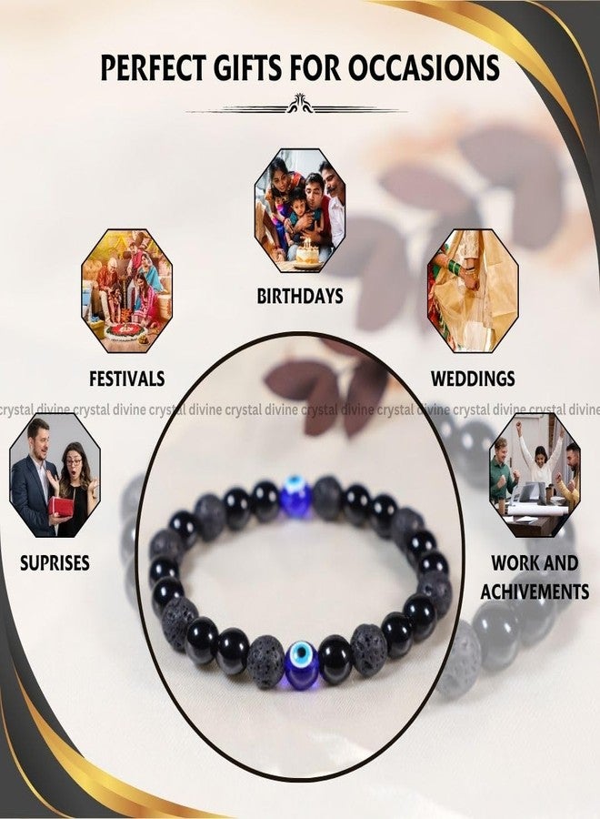 Crystal Divine Evil Eye Healing Crystal Bracelet For Woman 8mm Money Magnet Bracelet For Girls Crystal For Men Friendship Gifts Hand Couple Aesthetic Bracelets For Gifts. - Image 3