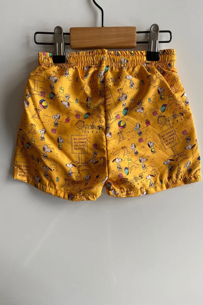 Podium Giyim Podium Clothing New Season Kids Boys Snoopy Cartoon Character Patterned Quick Drying Mesh Shorts Swimsuit
