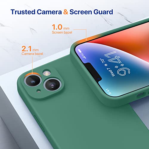 Miracase Designed for iPhone 14 Case with Screen Protector,[Upgraded Enhanced Camera Protection],Shockproof Liquid Silicone Case with Microfiber Lining, 6.1 inch,Acacia Green - Image 5