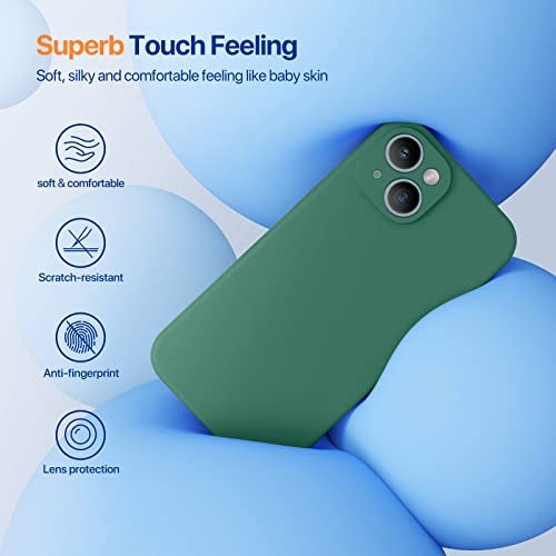 Miracase Designed for iPhone 14 Case with Screen Protector,[Upgraded Enhanced Camera Protection],Shockproof Liquid Silicone Case with Microfiber Lining, 6.1 inch,Acacia Green - Image 3