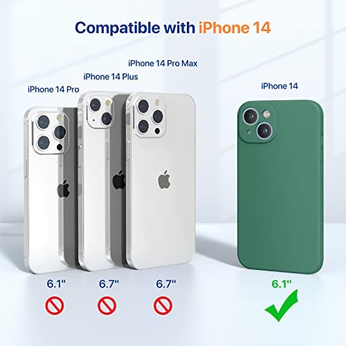 Miracase Designed for iPhone 14 Case with Screen Protector,[Upgraded Enhanced Camera Protection],Shockproof Liquid Silicone Case with Microfiber Lining, 6.1 inch,Acacia Green - Image 2