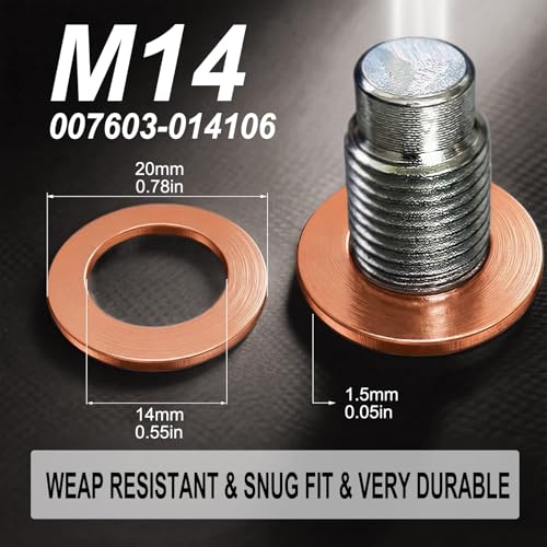 Dcoecue 15 PCS Dcoecue Oil Drain Plug Gasket Washer, M14 Copper Crush Washers, Compatible with Mercedes OEM PN 007603-014106, Leak-Free Drain Plug Gaskets for Automotive Maintenance - Image 3