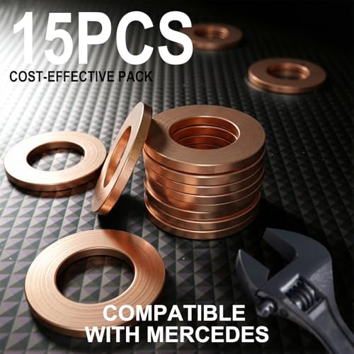 Dcoecue 15 PCS Dcoecue Oil Drain Plug Gasket Washer, M14 Copper Crush Washers, Compatible with Mercedes OEM PN 007603-014106, Leak-Free Drain Plug Gaskets for Automotive Maintenance - Image 4