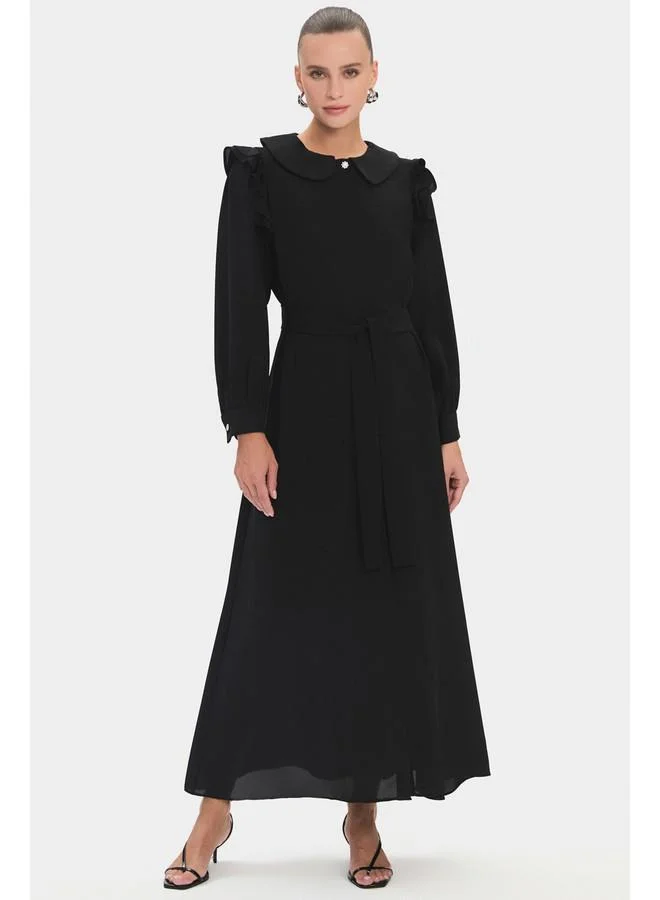 JUNE Ruffled Collar Maxi Dress