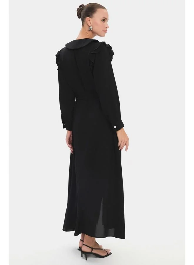 JUNE Ruffled Collar Maxi Dress