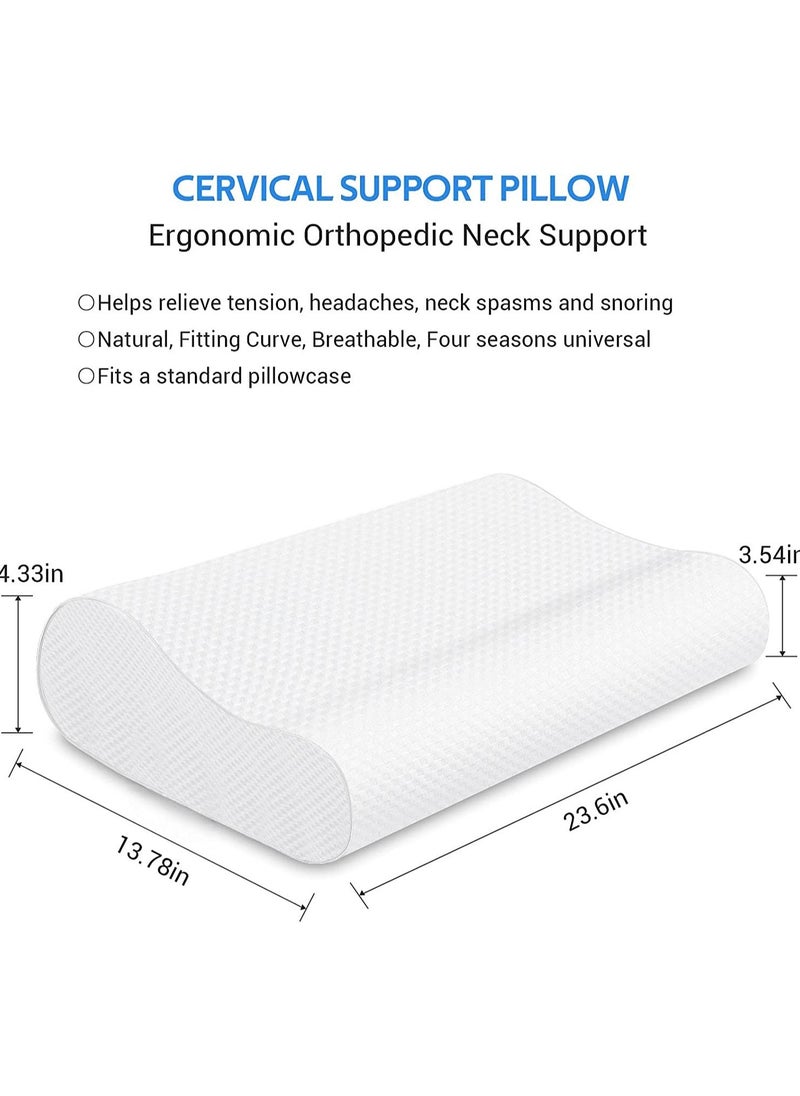 ELTRAZONE - Memory Foam Pillow (23.6"x13.8"), Findigit Cervical Neck Support Pillow for Sleeping, Contour Ergonomic Orthopedic Pillow for Back, Side Sleeper - Image 1