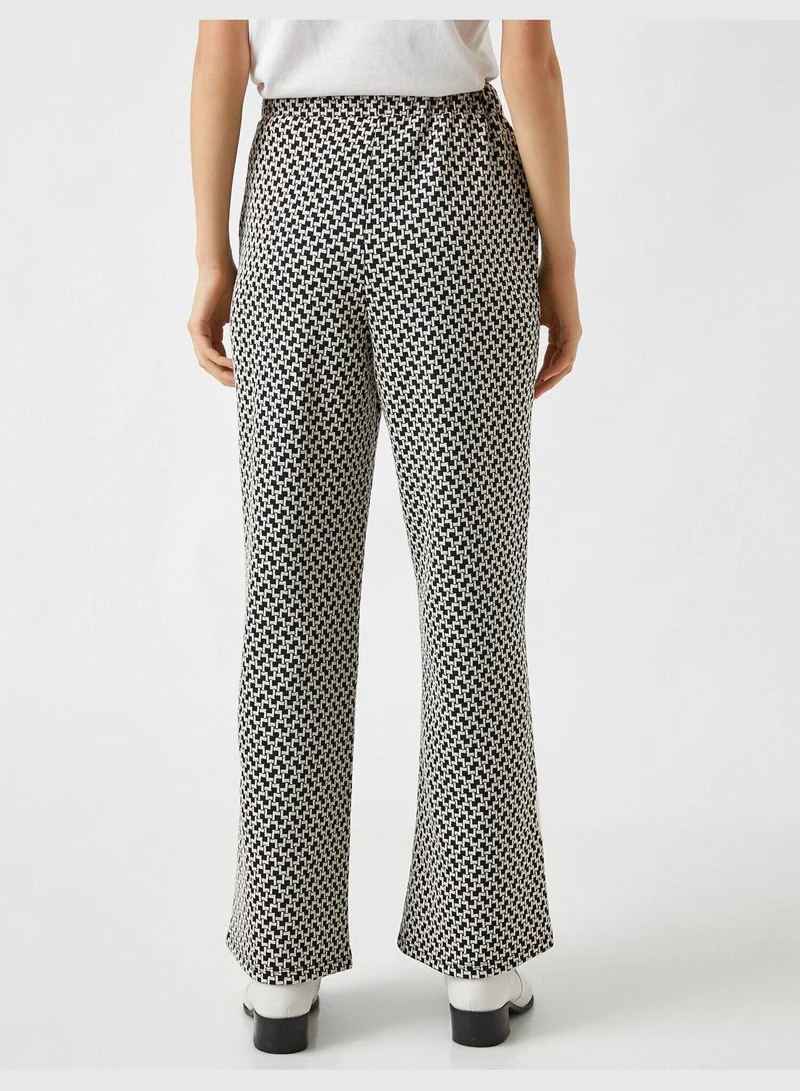 KOTON Ethnic Patterned Drawstring Wide Leg Pants