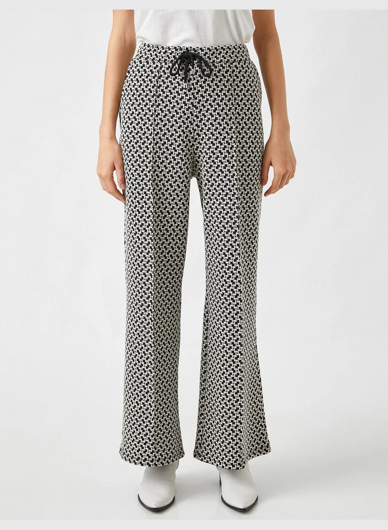 KOTON Ethnic Patterned Drawstring Wide Leg Pants