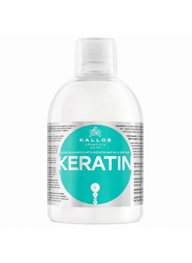 Kallos Keratin Shampoo with Keratin & Milk Protein – Hair Repair Shampoo for Damaged Hair - Image 1