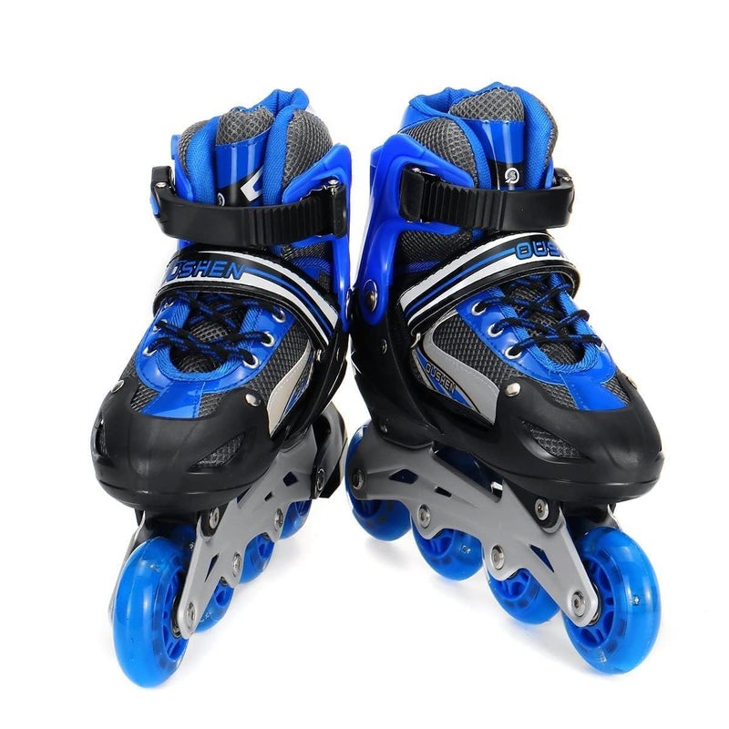TEKCOOL 4 Wheels Adjustable Inline Skates Skating Shoes for Boys Kids Girls Skating Shoe Adjustable Roller Blades Age 6 to 15 Years PU Strong Wheels Aluminium with LED Flash Light on Wheels - Image 3