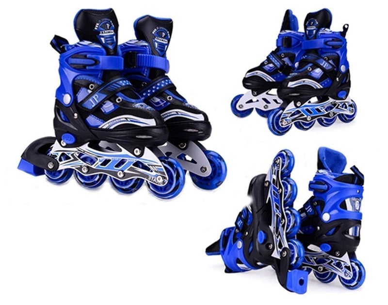 TEKCOOL 4 Wheels Adjustable Inline Skates Skating Shoes for Boys Kids Girls Skating Shoe Adjustable Roller Blades Age 6 to 15 Years PU Strong Wheels Aluminium with LED Flash Light on Wheels - Image 5