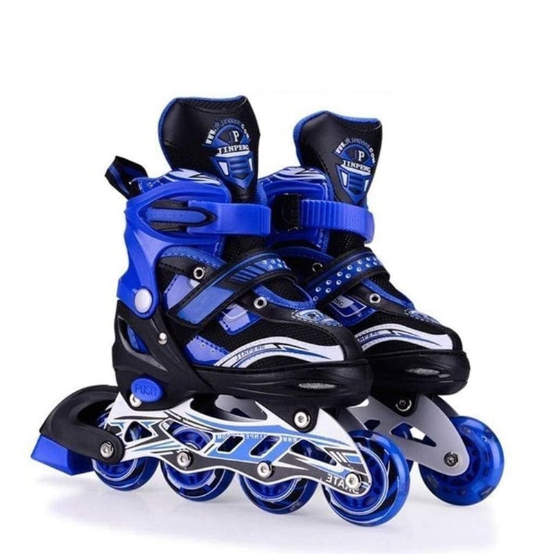 TEKCOOL 4 Wheels Adjustable Inline Skates Skating Shoes for Boys Kids Girls Skating Shoe Adjustable Roller Blades Age 6 to 15 Years PU Strong Wheels Aluminium with LED Flash Light on Wheels - Image 1