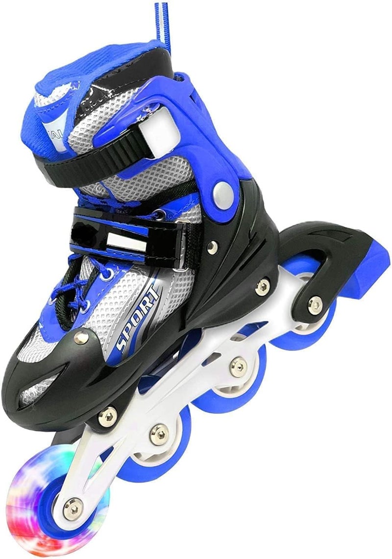 TEKCOOL 4 Wheels Adjustable Inline Skates Skating Shoes for Boys Kids Girls Skating Shoe Adjustable Roller Blades Age 6 to 15 Years PU Strong Wheels Aluminium with LED Flash Light on Wheels - Image 4