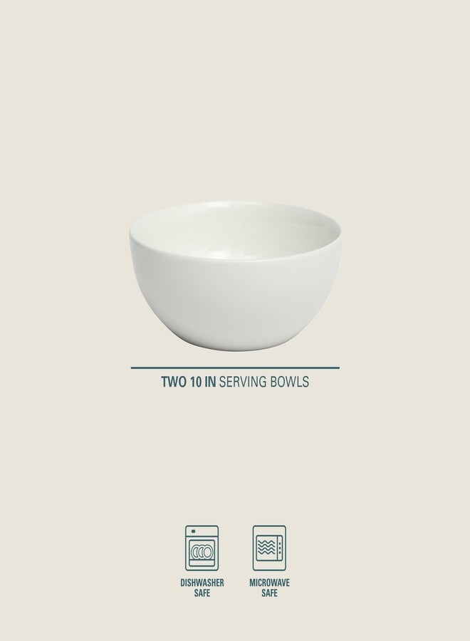 Gibson Home Great Essentials 2 Pack 100 OZ 10" Deep Salad Serving Bowl Set for Kitchen - Porcelain - Dishwasher and Microwave Safe - Image 2