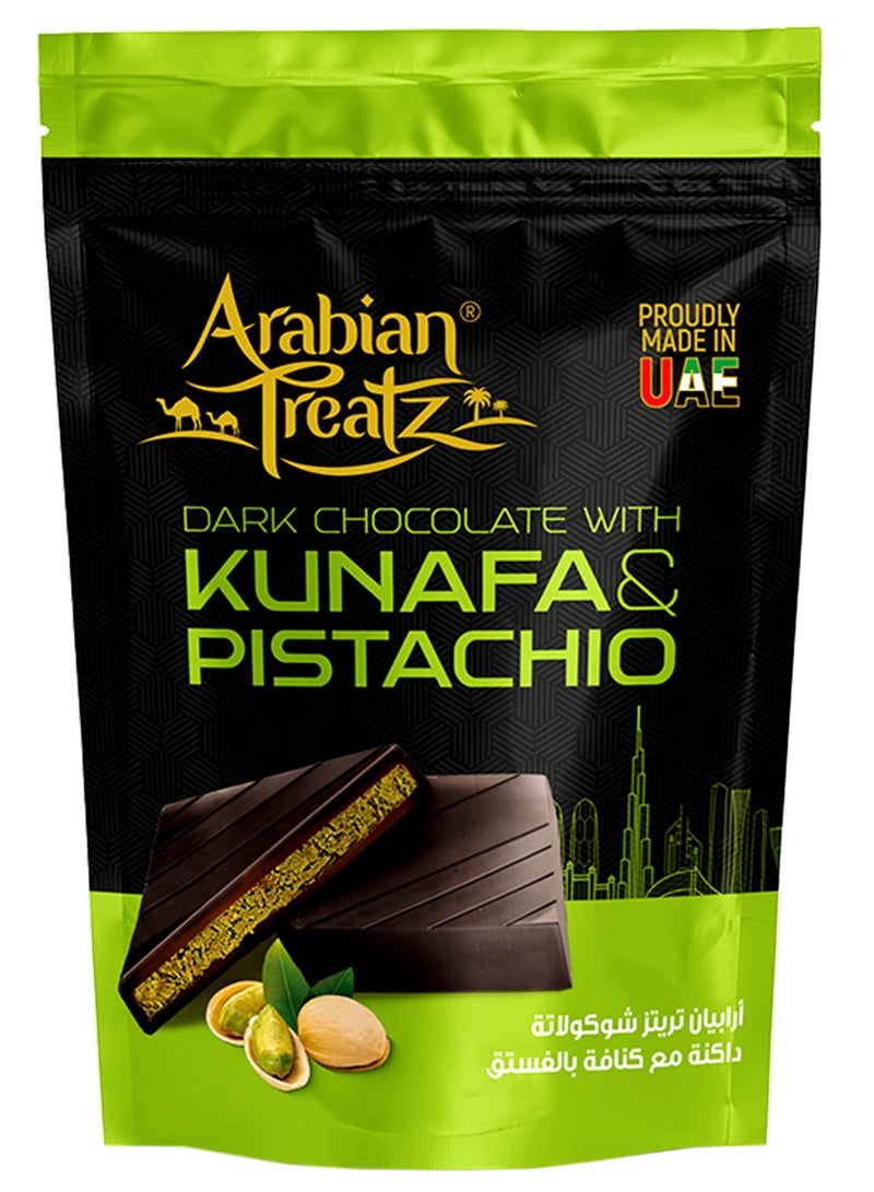 Arabian Treatz Dark Chocolate with Kunafa & Pistachio 250g | Premium UAE Chocolate | Rich Dark Chocolate Dessert - Image 1