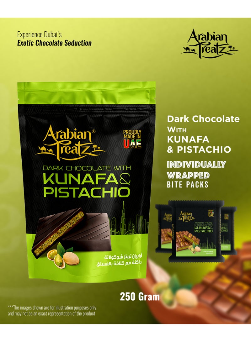 Arabian Treatz Dark Chocolate with Kunafa & Pistachio 250g | Premium UAE Chocolate | Rich Dark Chocolate Dessert - Image 2