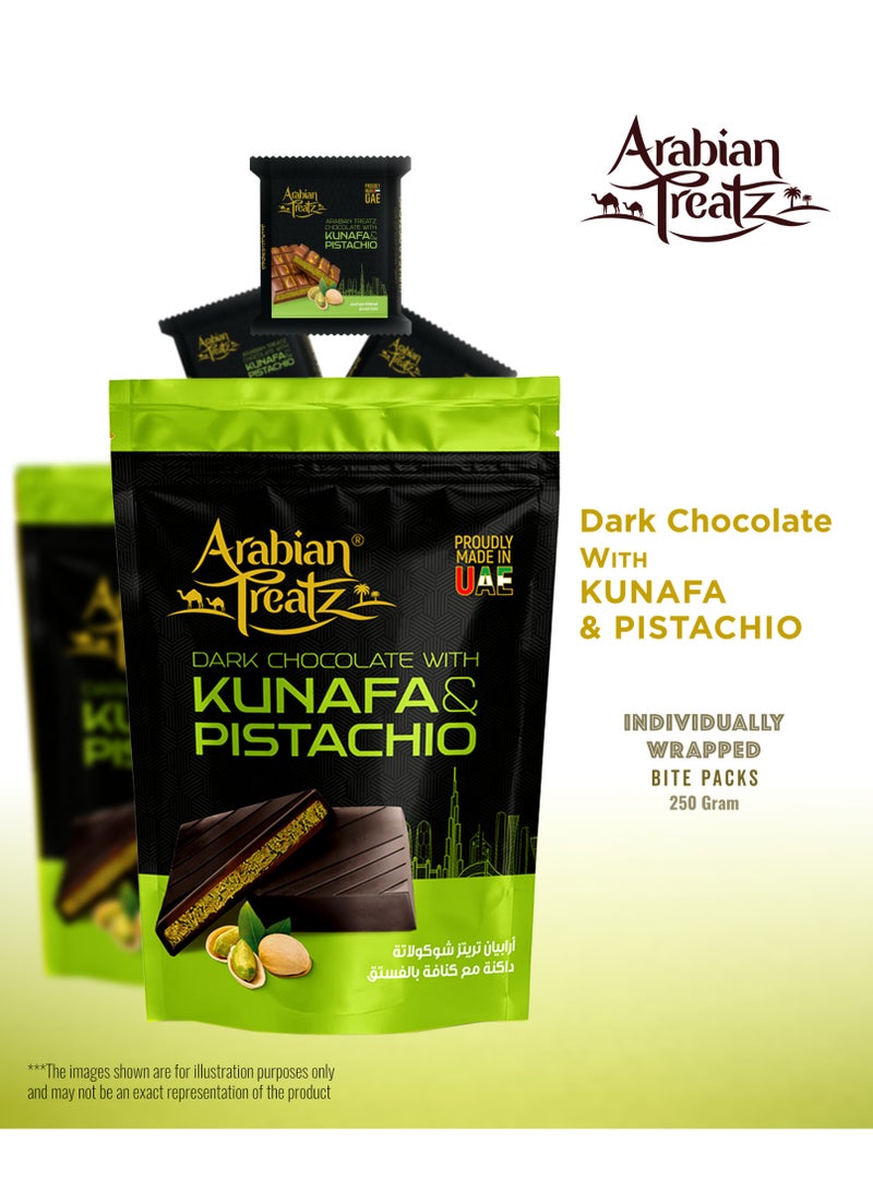 Arabian Treatz Dark Chocolate with Kunafa & Pistachio 250g | Premium UAE Chocolate | Rich Dark Chocolate Dessert - Image 4