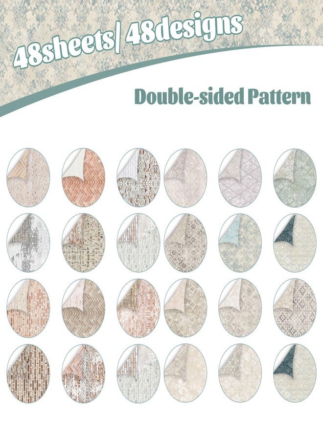 MIATTCLD Scrapbook Paper 12x12 Double Sided Background Paper for Scrapbooking, 48 Sheets/48 Designs Decorative Craft Papers Vintage Patterned Papers for Card Making Journaling Decor (A) - Image 3