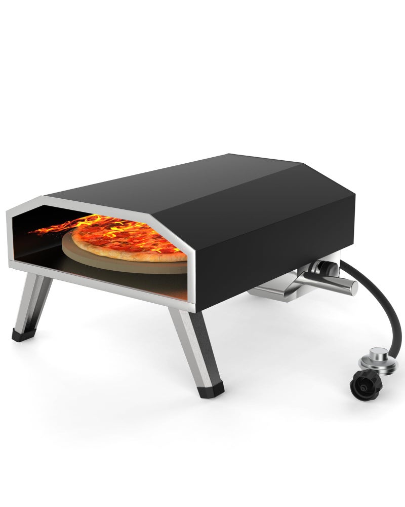RIEDHOFF 16 Gas Outdoor Pizza Oven Automatic Rotating Foldable Legs Portable Pizza Maker 1000F 8000W Quickly Bake Stainless Steel Rotatable Pizza Grill for Outdoor Cooking Camping