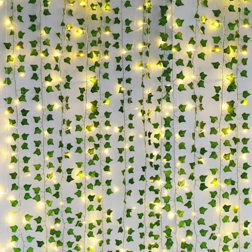 Freyalife Fake Vines for Room Decor12 Pack 84 FTwith CE Certified 80 LED String LightsArtificial Plant Ivy for Aesthetic Home Bedroom Wall Wedding Party Office Patio Indoor Outdoor Garden Dcor - Image 1