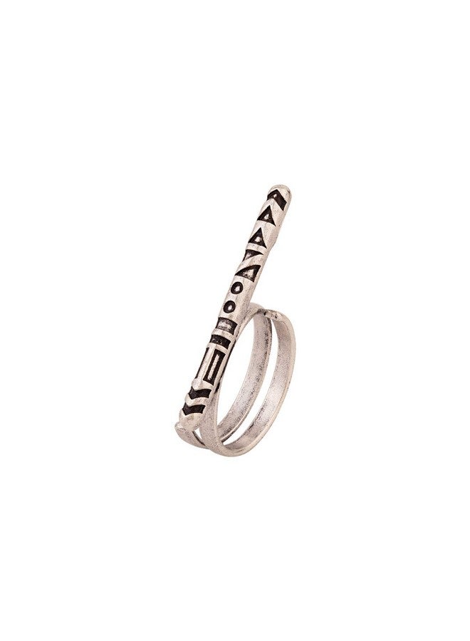 VOYLLA Brass Aztec Long Bar Ring - Image 1