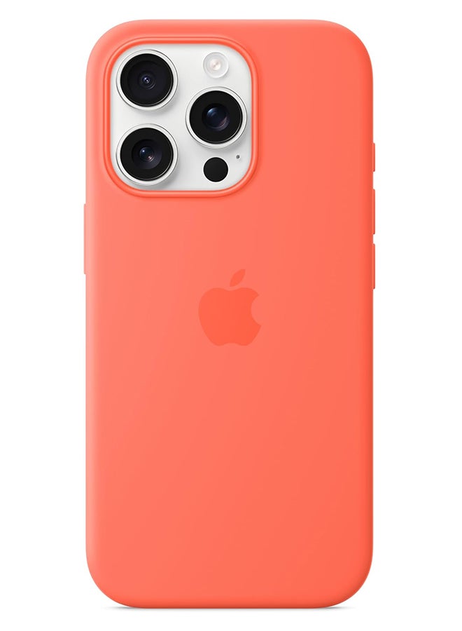 ابل  iPhone 16 Pro Silicone Case with MagSafe - Tangerine - Image 1