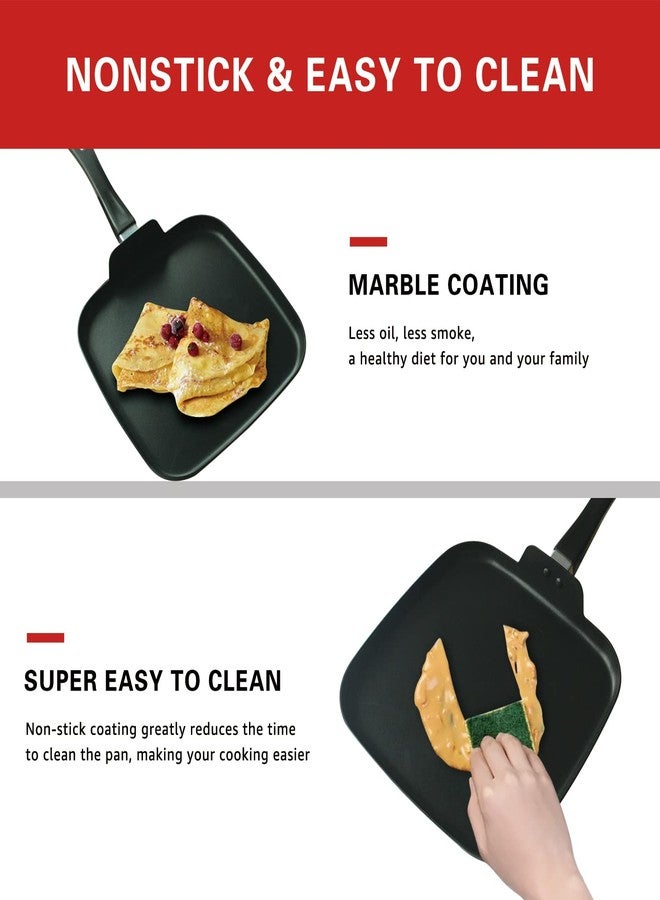 LECOOKING 10 Inch Square Grill Pan, Nonstick Griddle Pan for Stovetop Induction Compatible, Grill Cookware for Grilling, Frying, Sauteing, PFOA Free (10" Grill Square Pan) - Image 4
