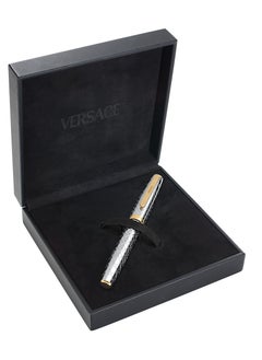 VERSACE Roller Pen - Stainless Steel Barrel with Clip and Greca Ring  - Image 4