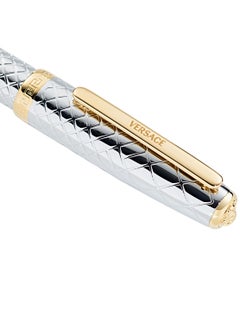 VERSACE Roller Pen - Stainless Steel Barrel with Clip and Greca Ring  - Image 2