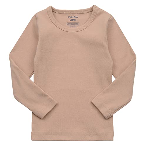 AVAUMA Baby Boys Girls Pajama Set Kids Toddler Snug fit Basic Cotton Sleepwear pjs for Daily (Beige-1 X-Large) - Image 2