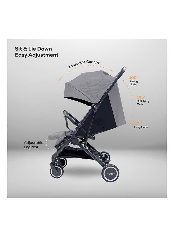 Nurtur Nurtur Plus Travel System - Stroller with Baby Carrier, 0 36 months, Storage Basket, Detachable Bumper, 5 Point Safety Harness, Compact Foldable Design, Grey  - Image 2