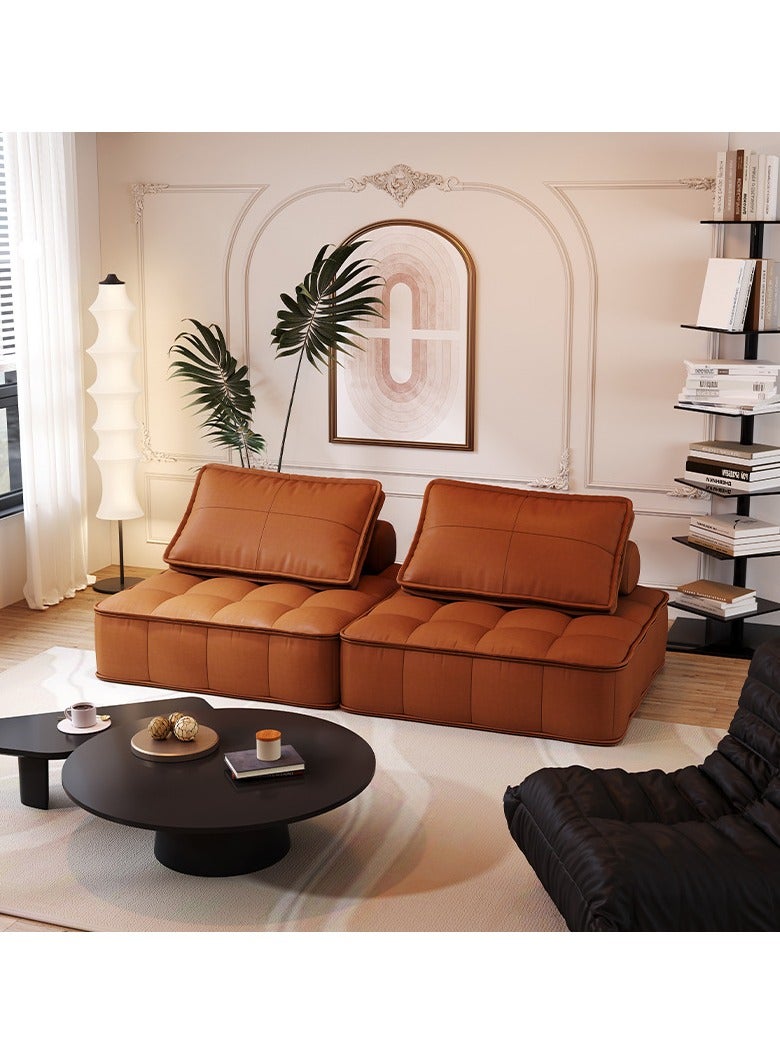 VINNYSEN 90x90*31cm Leather Modern Sofa Suitable for Offices Living Rooms, Apartments Small Single Sofa Tool-free Assembly Solid Wood Frame Comfortable Cushions Leather Fabric - Image 4