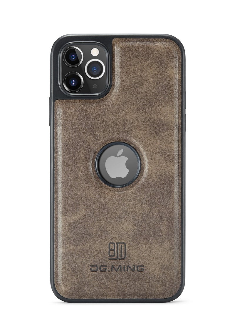 DGMING Case Cover Premium Leather Back with Logo CutOut Shockproof Compatible with Iphone 11 Pro Max (Coffe)  - Image 2