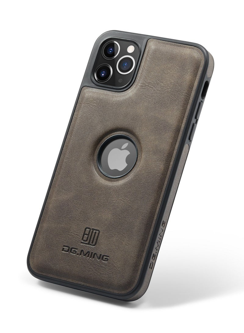 DGMING Case Cover Premium Leather Back with Logo CutOut Shockproof Compatible with Iphone 11 Pro Max (Coffe)  - Image 1