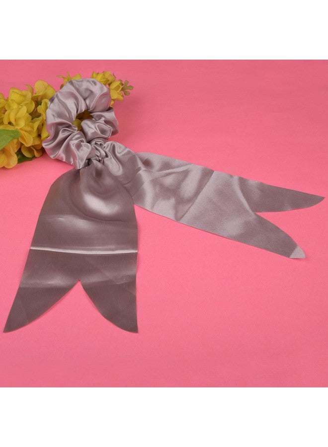 Nnr Satin Silk Tulip Shape Scarf Hair Scrunchies With Laser Cutting For Girls And Women, Pack Of 3 Pcs - Color 1 - Image 3