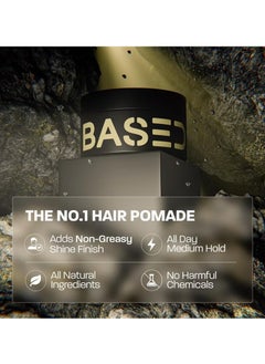 Based Bodyworks Pomade for Men, Quality Hair Care with Medium Hold, Natural Shine & Fragrance, Easy to Apply & Great for All Hair Types, Hydrating and Nourishing Pomade  - Image 2