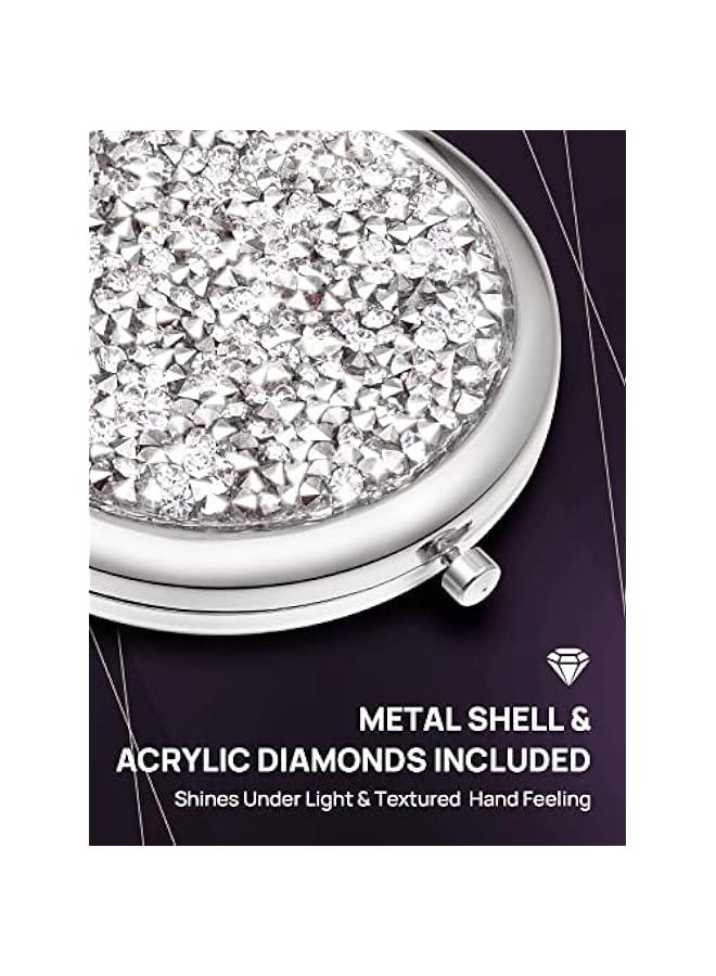 BWSJ Crystal Diamond 1X2X Round Doublesided Mirror Set for Travel - Image 2