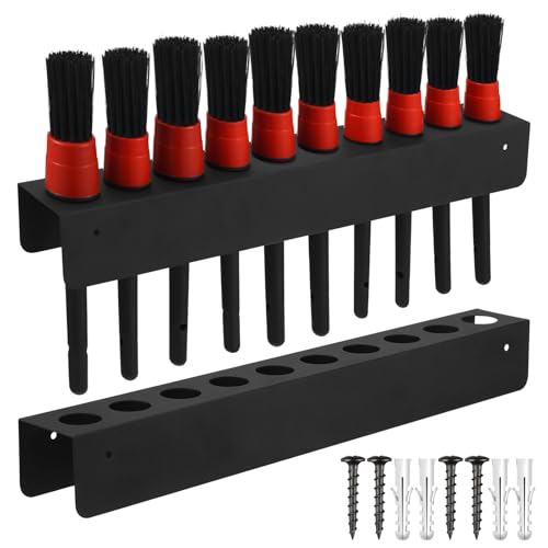 Yaocom 2 Pcs Detailing Brush Holder 10 Holes Car Detailing Organizer Wall Mounting Rack with Hardware Auto Supplies Car Accessories for Garage Workshop - Image 1