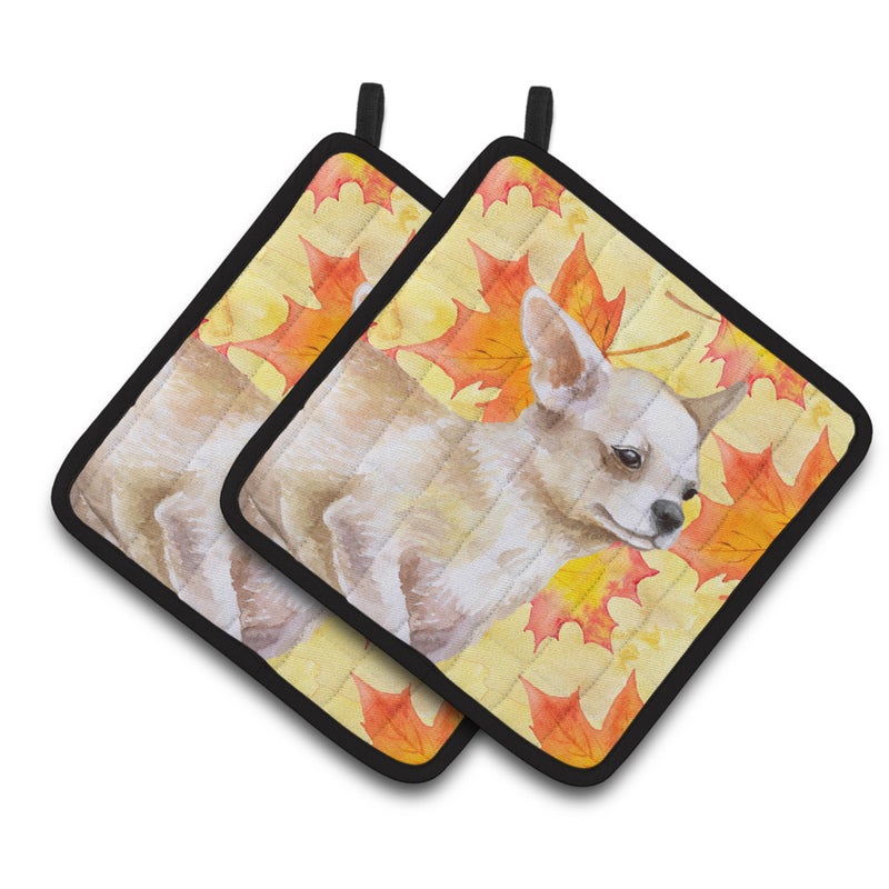 Caroline's Treasures ""Caroline's Treasures Chihuahua Leg Decorated pot holder  7.5H x 7.5W  Fall Leaves""