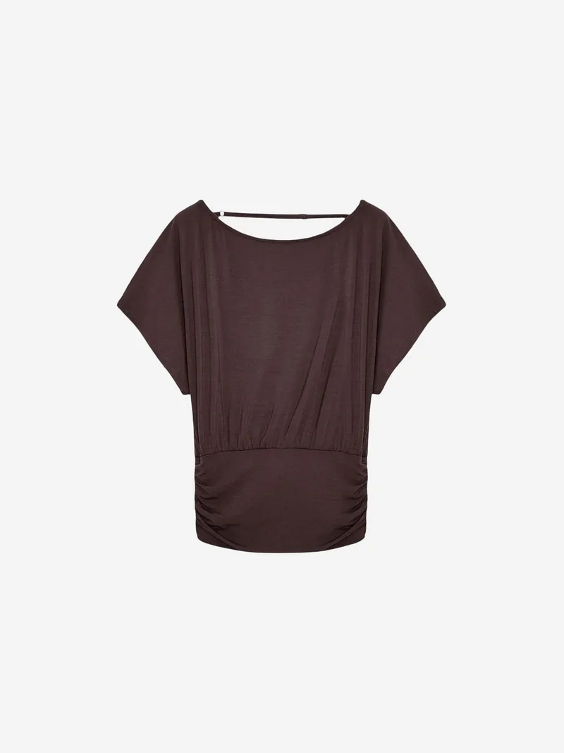 Dilvin DILVIN Women's Modal Blend Cut-out Crew Neck Blouse