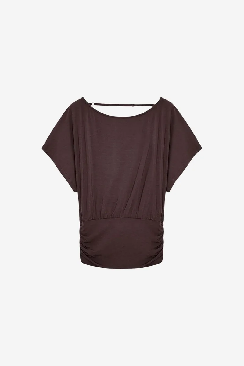 ديلفين DILVIN Women's Modal Blend Cut-out Crew Neck Blouse