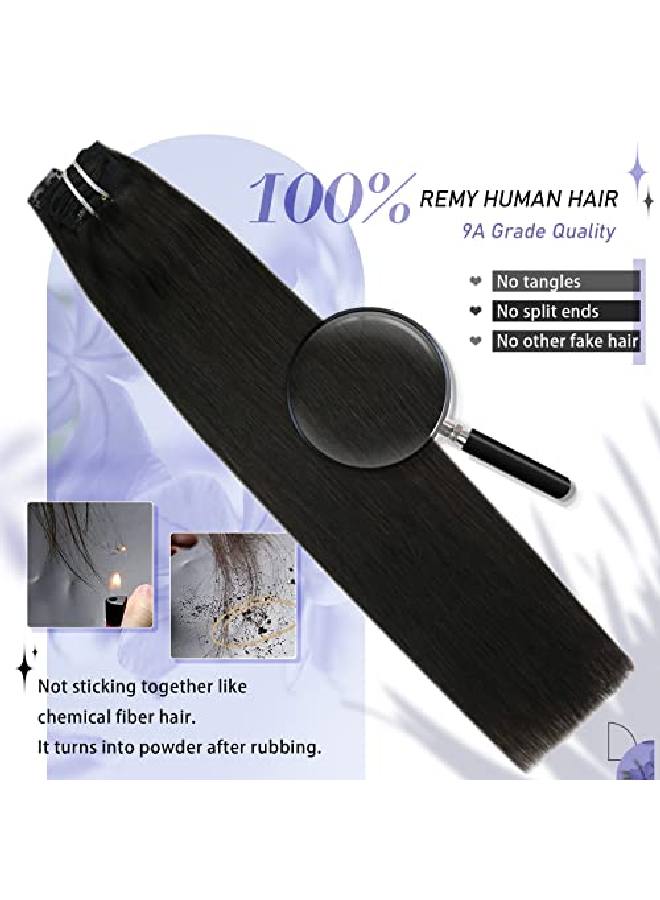 Moresoo Clip In Hair Extensions Human Hair Natural Black 18 Inch 7Pcs 120Grams Straight Real Human Hair Extensions For Women Double Weft Full Head Extensions - Image 3