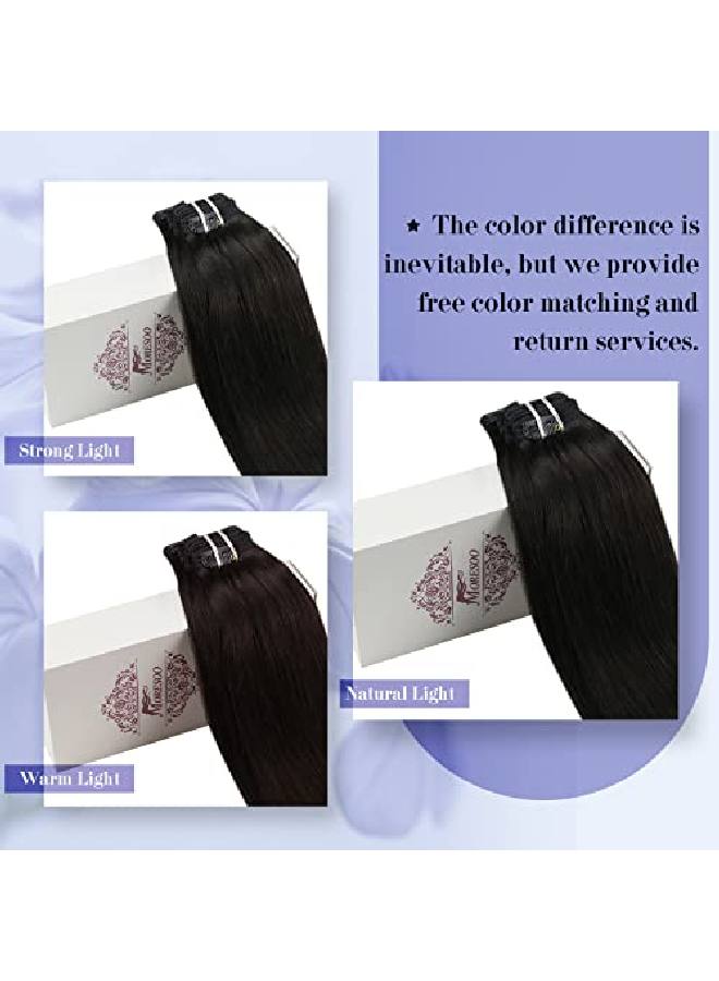 Moresoo Clip In Hair Extensions Human Hair Natural Black 18 Inch 7Pcs 120Grams Straight Real Human Hair Extensions For Women Double Weft Full Head Extensions - Image 5