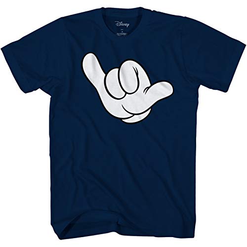 Disney Mickey Mouse Hang Loose Hand Classic Vintage Licensed Adult Men's Graphic T-Shirt (Navy, 2X-Large Tall) - Image 1